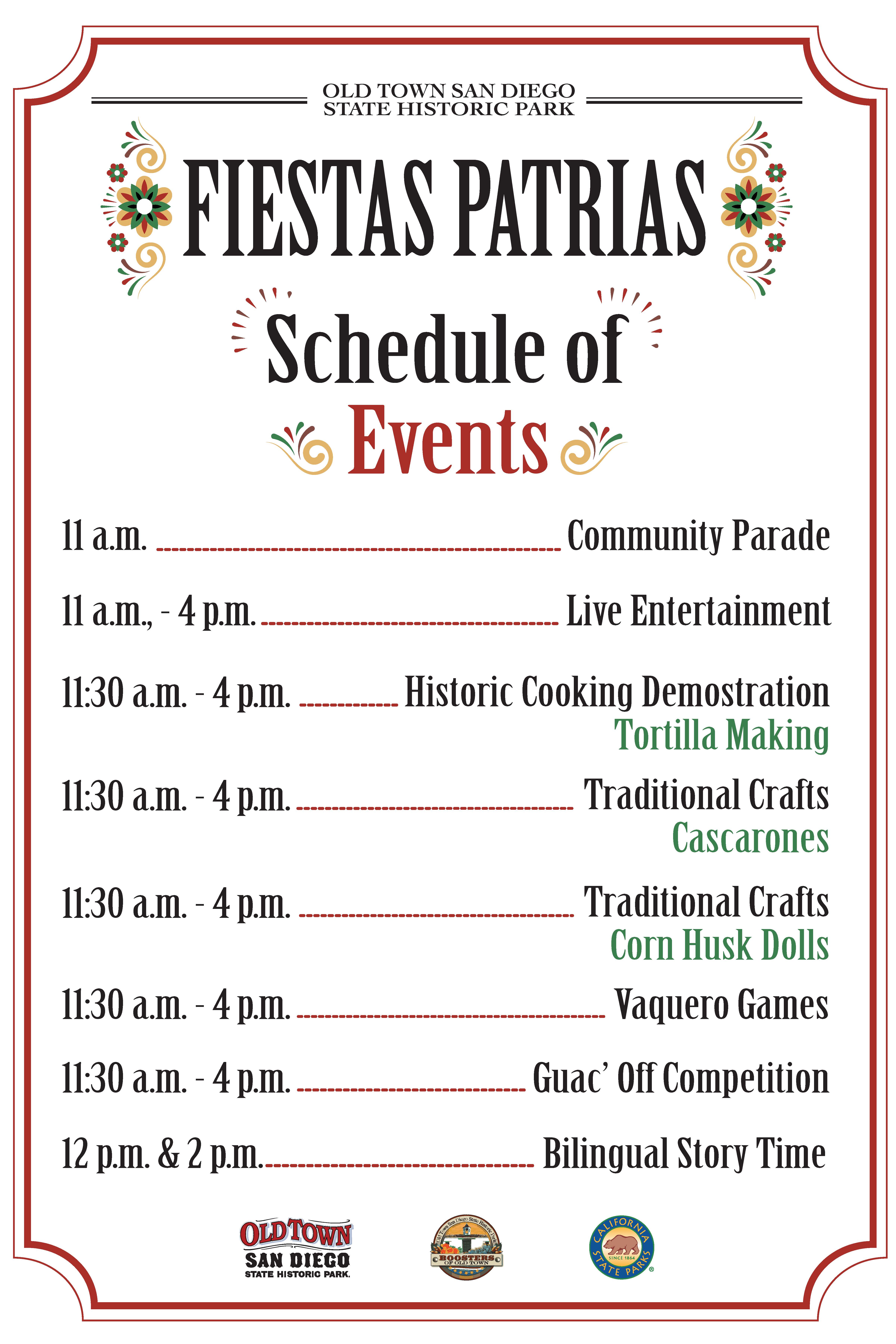 Schedule of events Fiestas Patrias 2026 Schedule of events Fiestas Patrias 2026